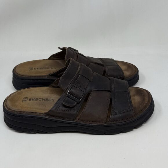 Skechers Jammers Platform Sandals Mens 13 Brown Leather Chunky Sole Vintage Y2K - Picture 3 of 16